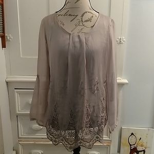 Via Signoria gray blouse Sz L